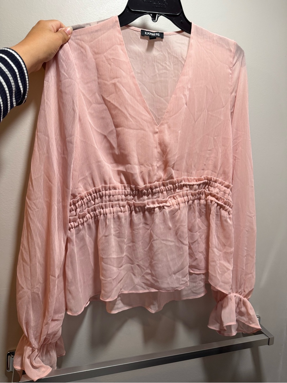 Express Pink Peplum Blouse Chic Classy Elegant Medium
